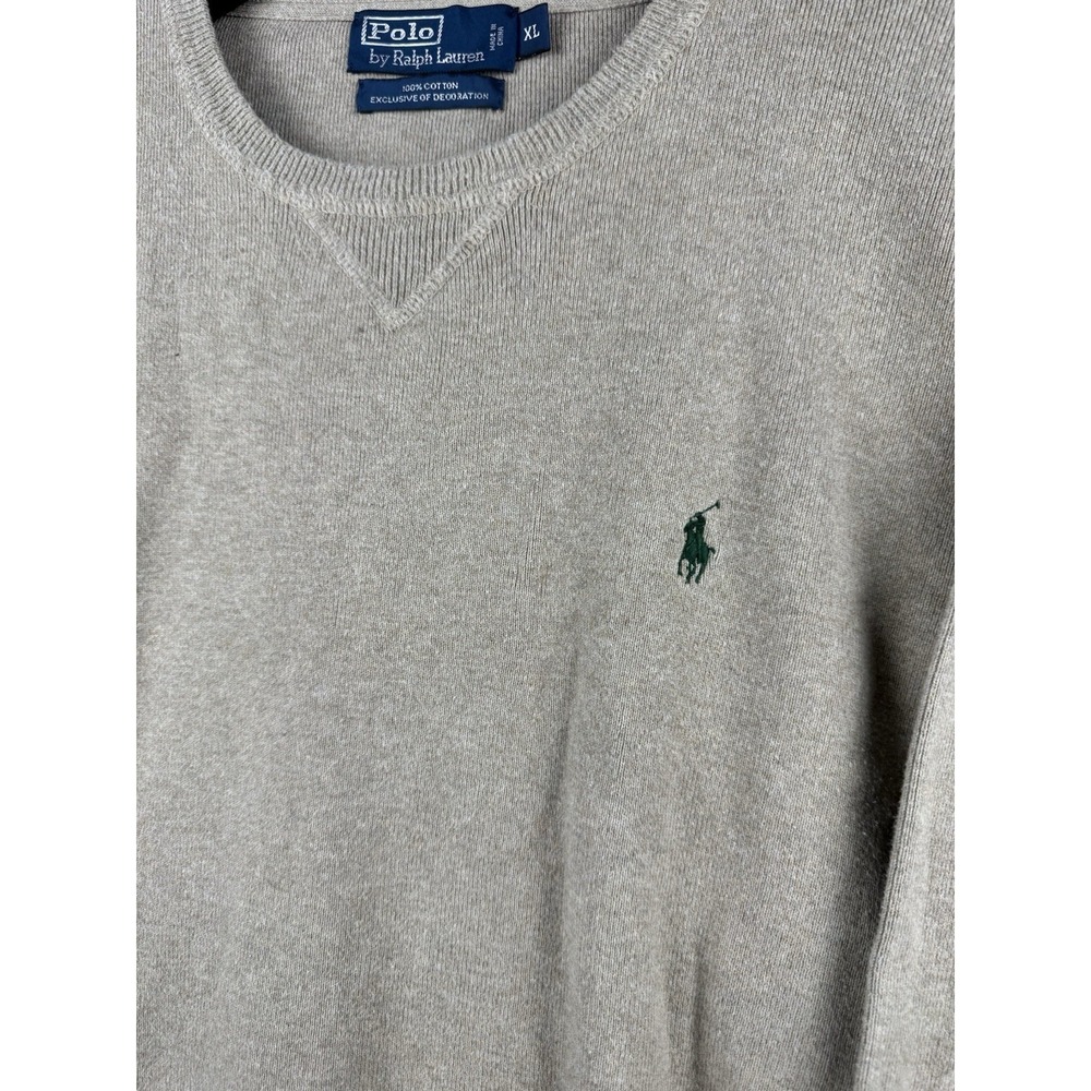 Vintage Polo Ralph Lauren Cream Knit Pullover Sweater Mens XL Cotton Preppy Pony - Picture 3 of 8